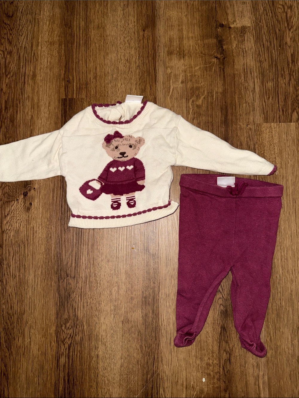 Baby 0-3 Months Two Piece Set with Teddy Bear